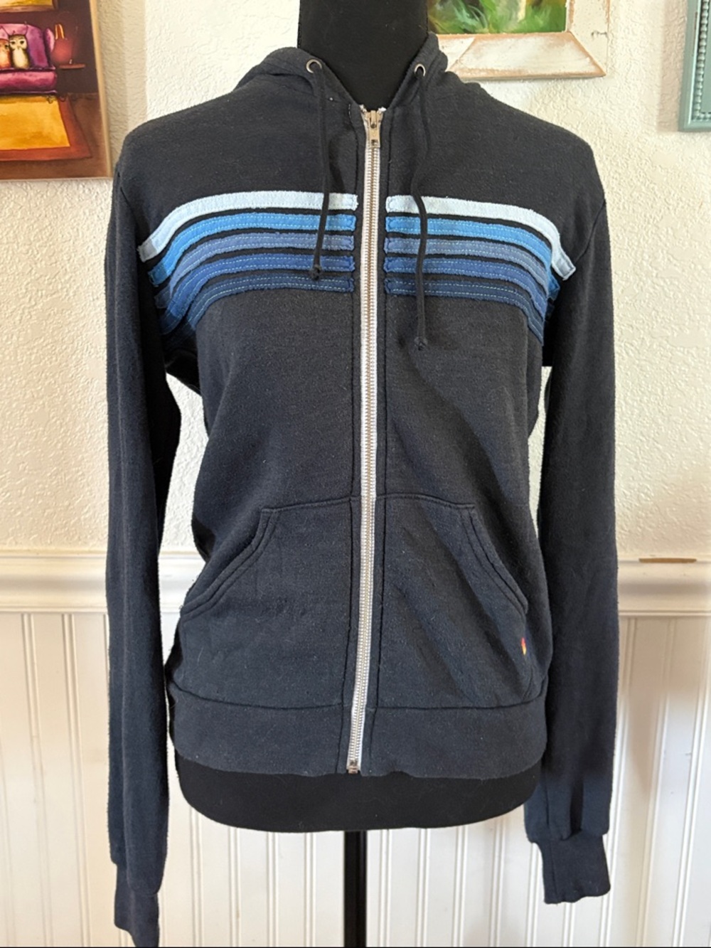 Aviator Nation Navy 5 Stripe Hoodie XS